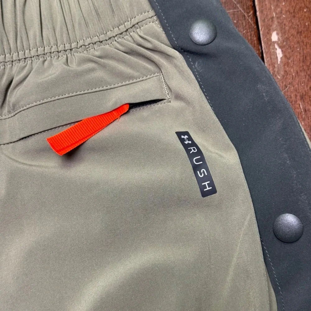 Under Armour Rush Utility Pants Mens Small Olive Green Snap Side 1366190